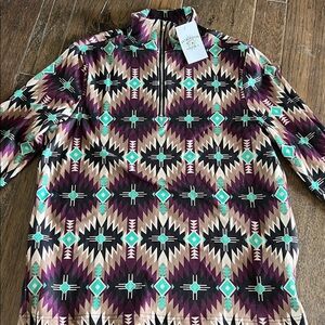 Purple, Black, and Tan Aztec Pullover Sterling Kreek size small